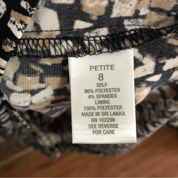 DRESS Barn Petite Size 8 Brown/Tan/White Crossover Top Sleeveless Dress - Picture 6 of 6